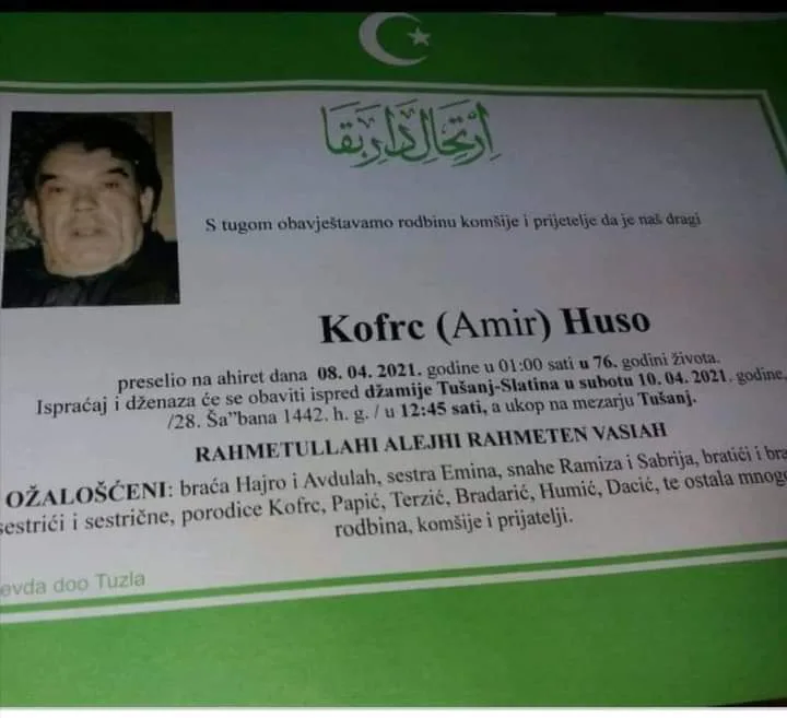 Preminuo je Kofrc Huso