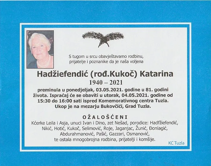 Preminula je Katarina Hadžiefendić