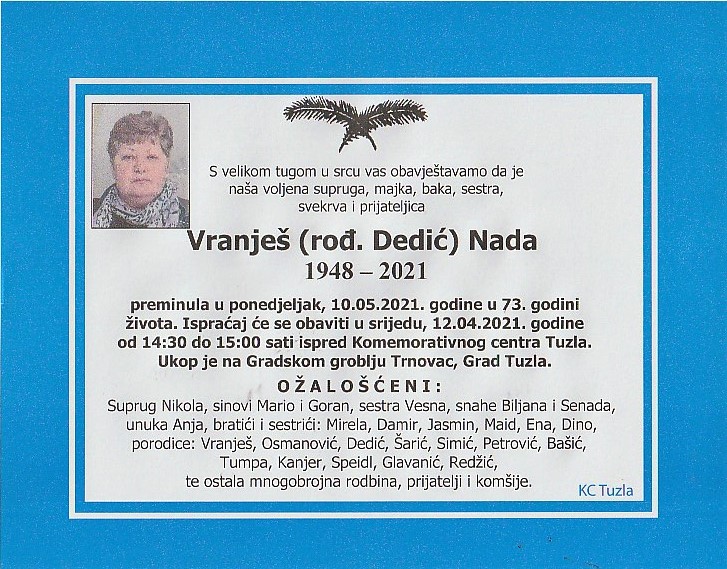 Preminula je Nada Vranješ