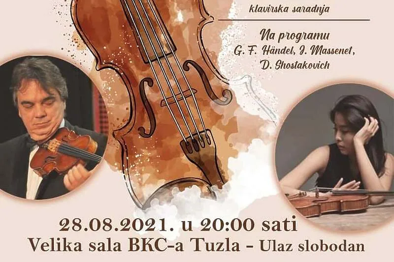 Violinski virtuozi Vladimir Marković i Yeonju Jeong nastupaju u Tuzli