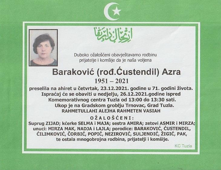 Preminula je Azra Baraković