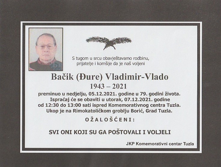 Preminuo je Vladimir Bačik Vlado