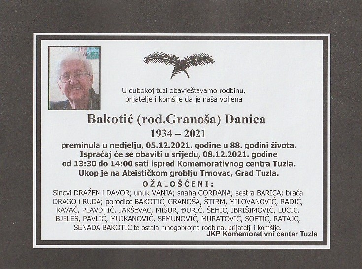 Preminula je Danica Bakotić