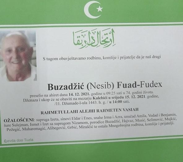 Preminuo je Fuad Buzadžić Fudex