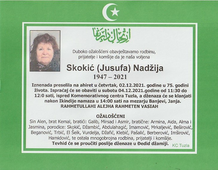 Preminula je Nadžija Skokić