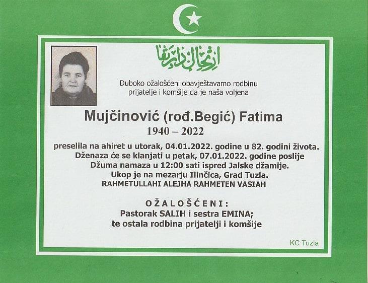 Preminula je Fatima Mujčinović