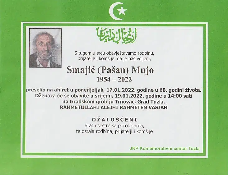 Preminuo je Mujo Smajić