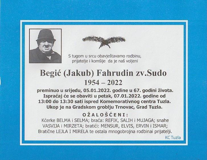Preminuo je Fahrudin Begić Sudo