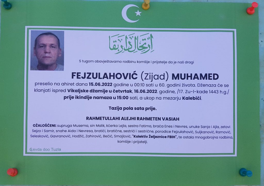 preminuo je muhamed fejzulahović