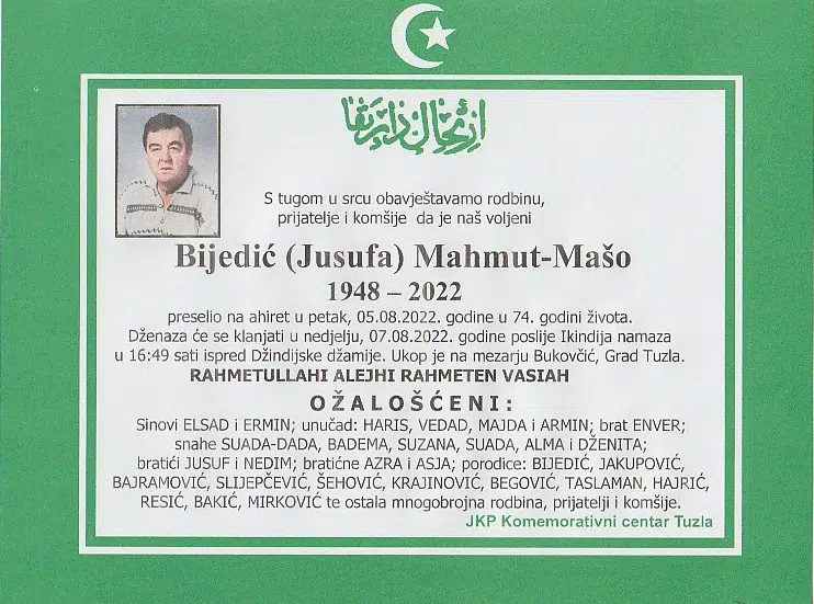 Bijedić Mahmut-Mašo preselio na ahiret