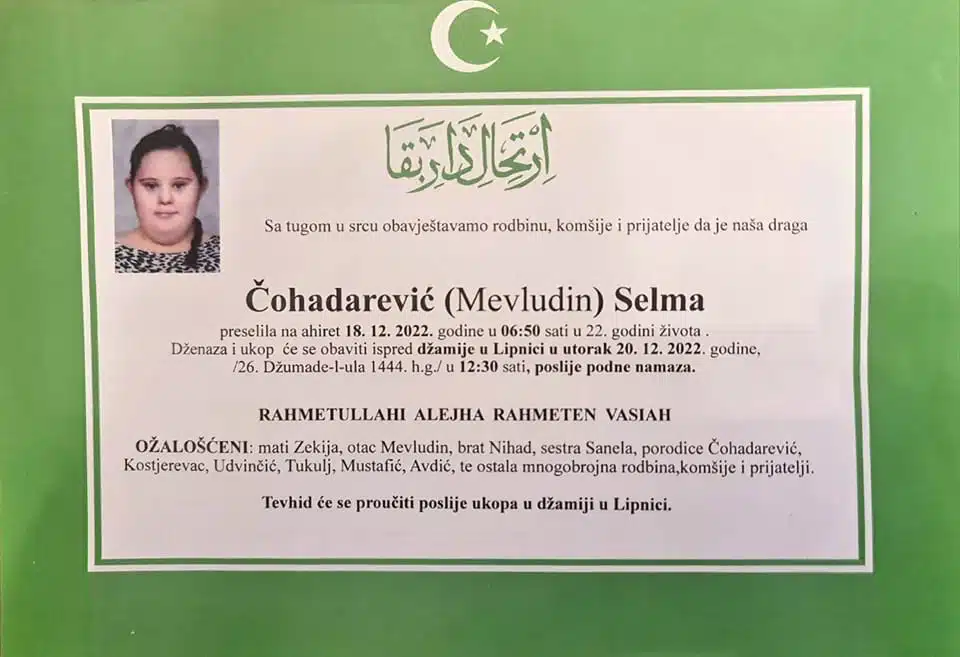 Preminula je Selma Čohadarević