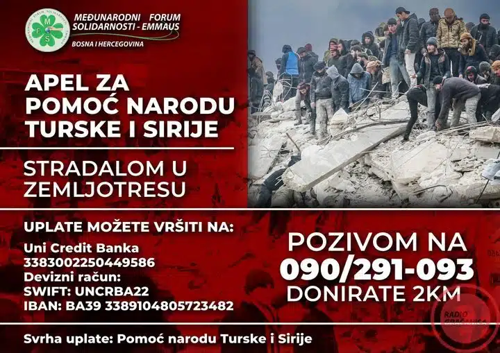 MFS-EMMAUS pokreće apel za pomoć nastradalom narodu Turske – .