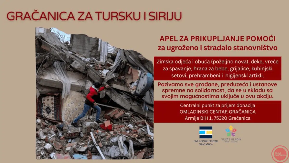GRAČANICA ZA TURSKU I SIRIJU – .