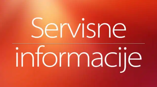 Servisne informacije za 17.02.2023.godine |