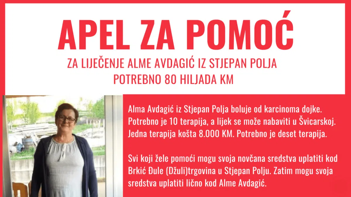 Apel – Za liječenje Alme Avdagić iz Stjepan Polja potrebno 80 hiljada KM – .