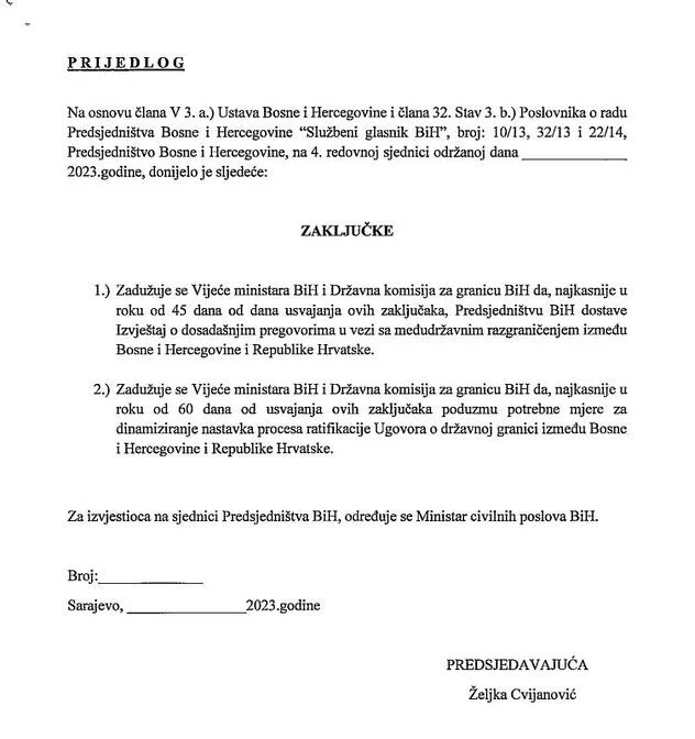 bećirović uputio prijedlog za rješavanje državne granice bih i hrvatske, rok za izvještaj 60 dana |