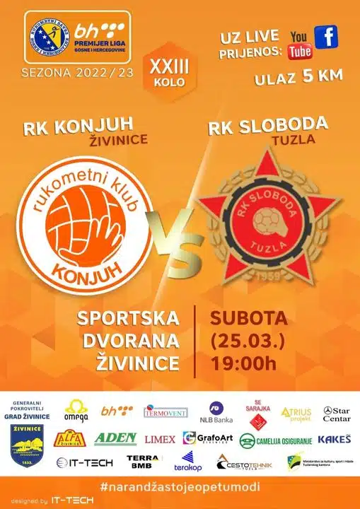 Subota 19:00h: RK Konjuh – RK Sloboda