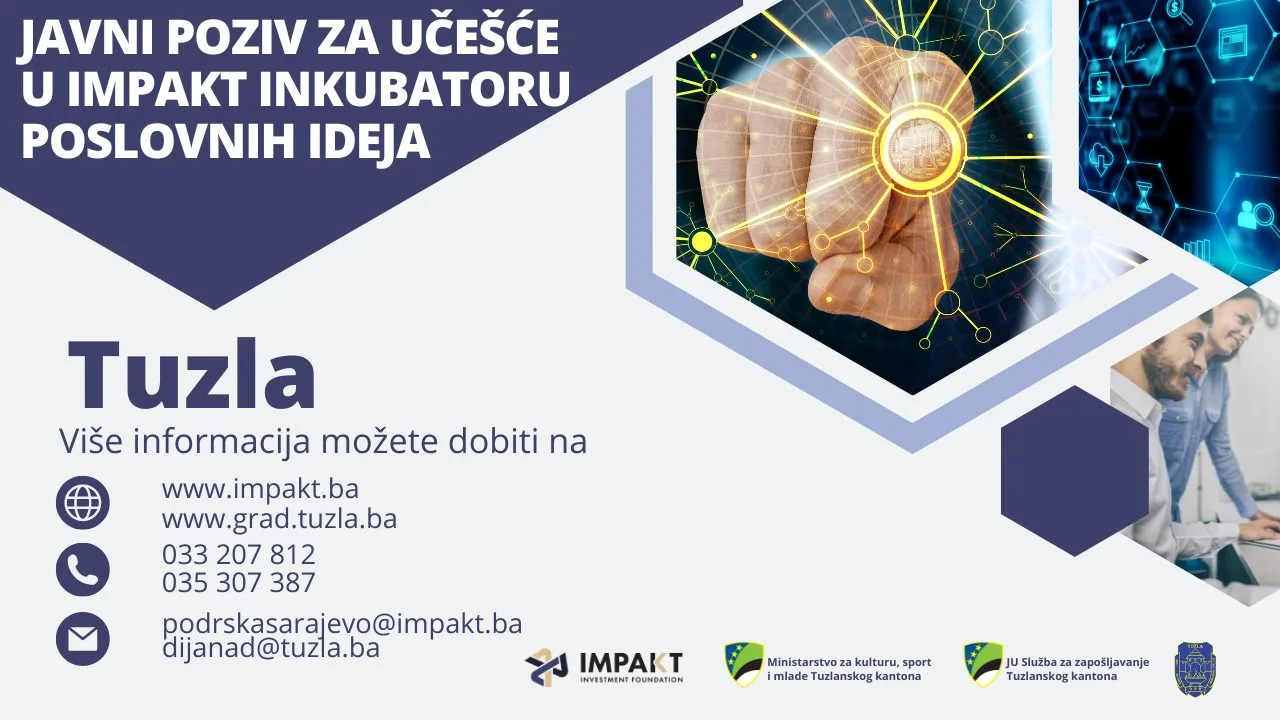 Grad Tuzla: Javni poziv za učešće u impakt inkubatoru poslovnih ideja