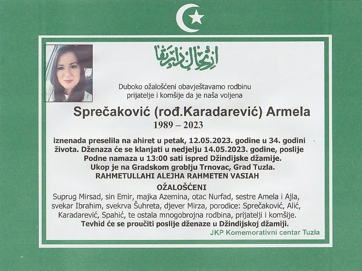 Preminula je Armela Sprečaković