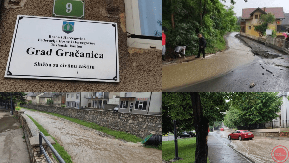 Mustafa Bajić- poplavljena dvorišta stambenih objekata i poslovnih prostora uz put –