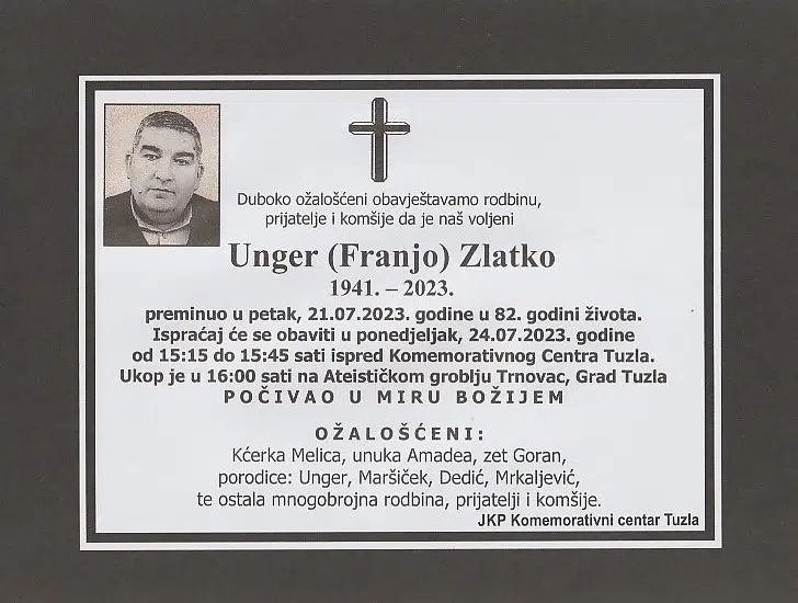In memoriam: Dr. Zlatko (Franje) Unger