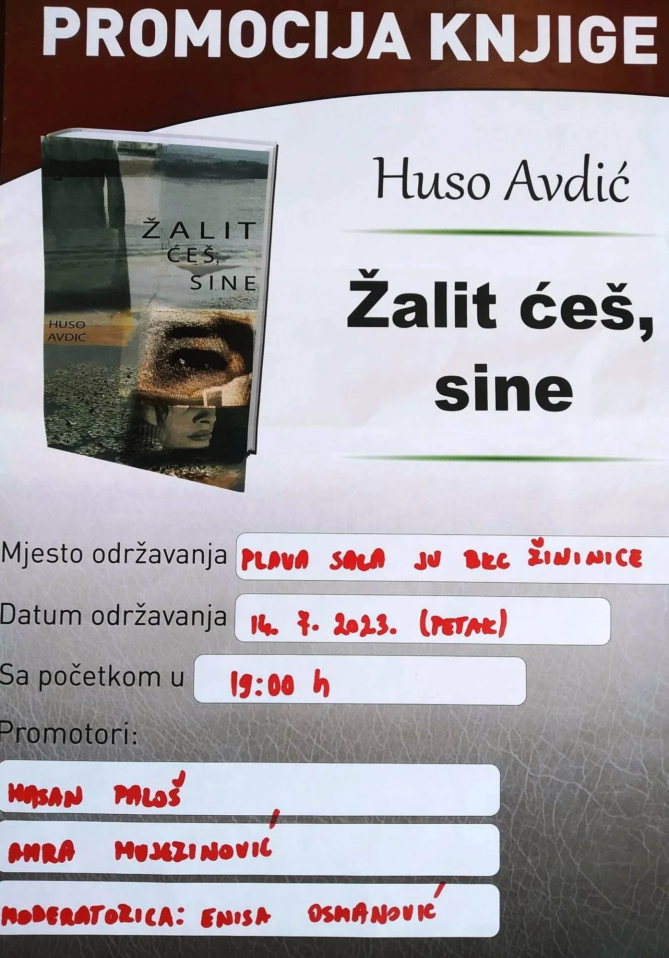 Sutra promocija knjige „Žalit ćeš, sine“ Huse Avdića