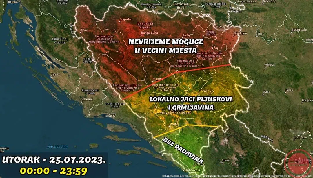 Novo nevrijeme stiže danas u dijelove BiH –