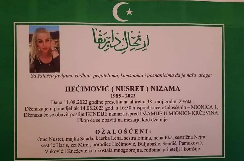 Danas dženaza Nizami Hećimović, Dan žalosti u TK
