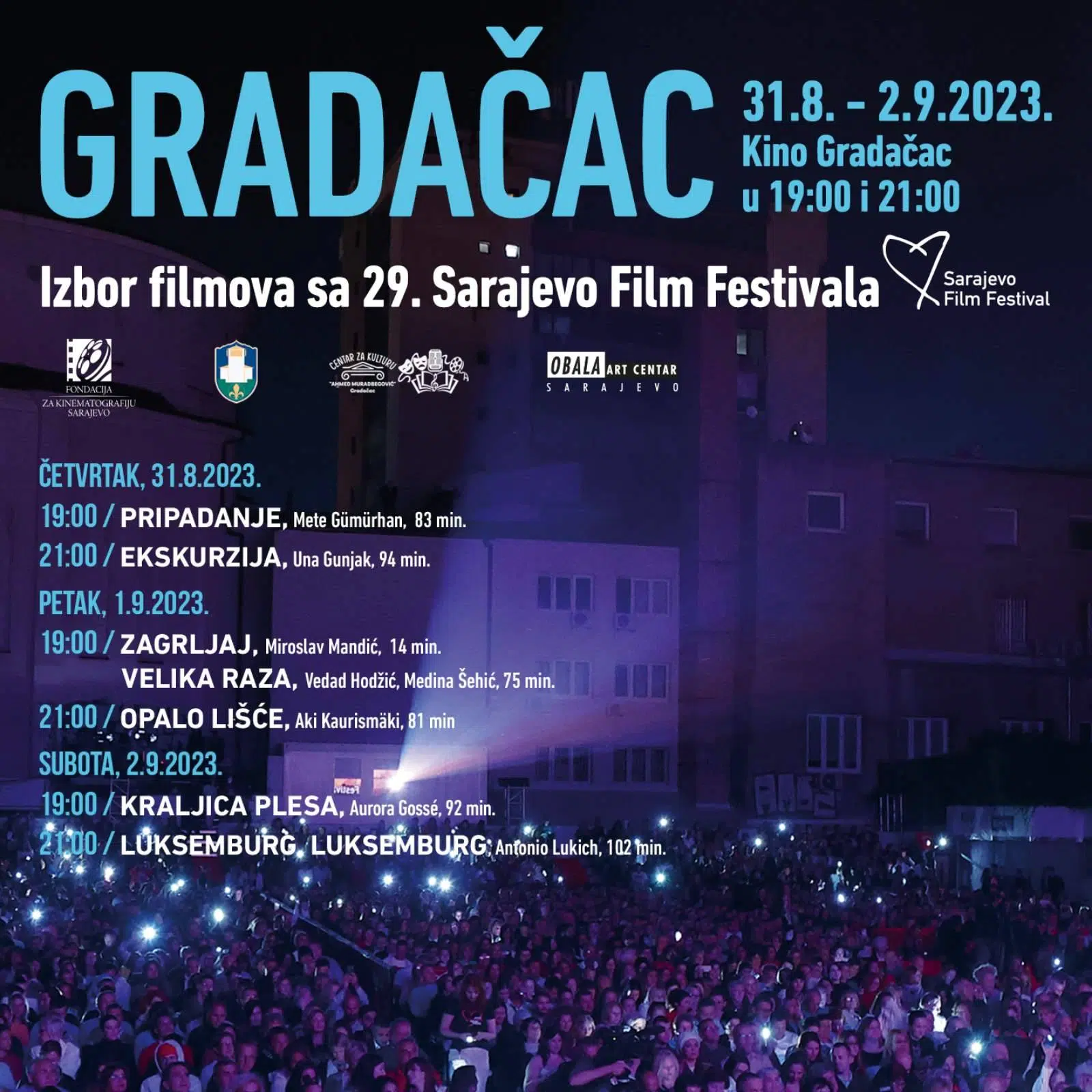 Izbor filmova iz programa 29. Sarajevo Film Festivala u Gradačcu