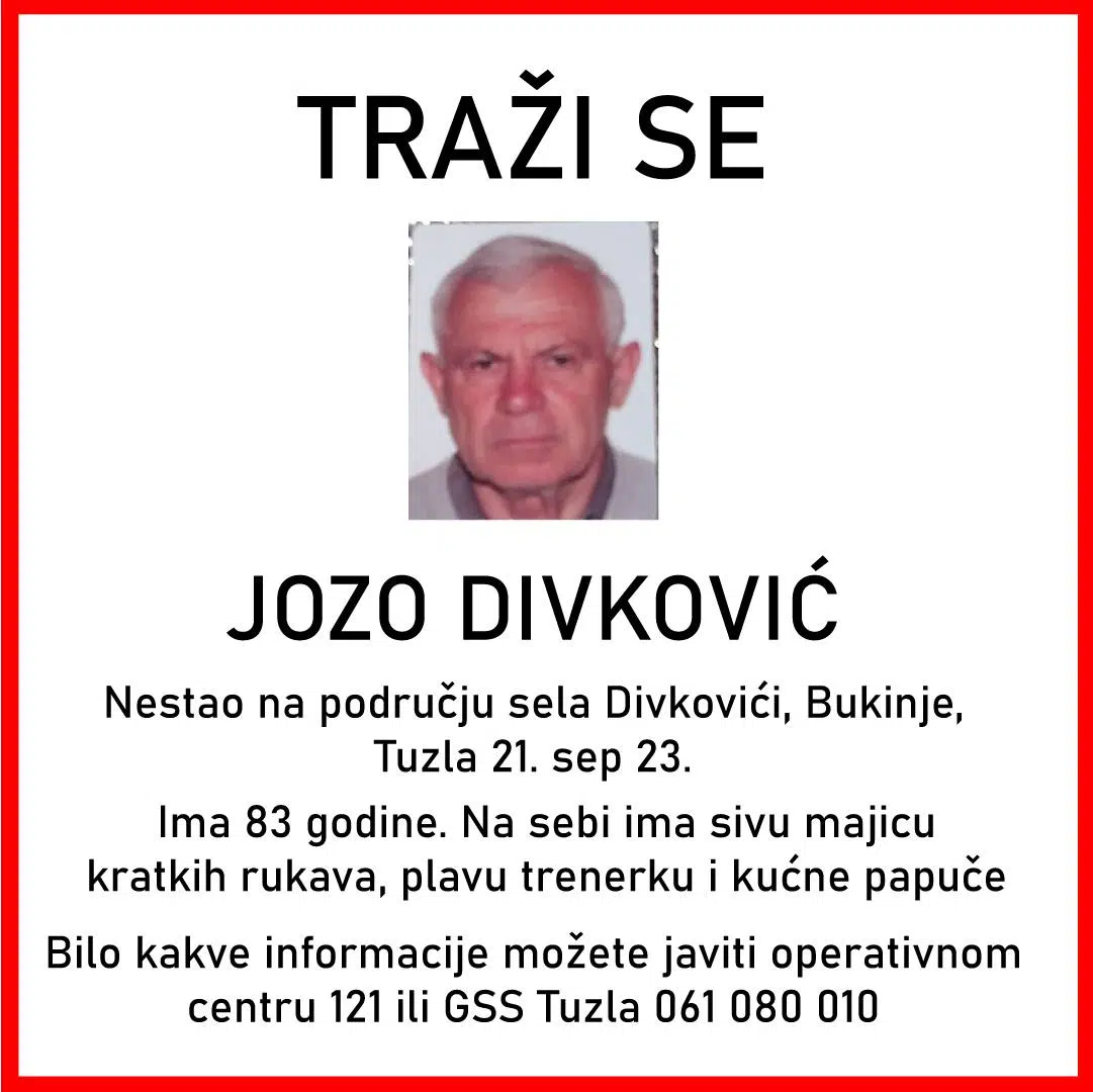 U Tuzli nestao Jozo Divković