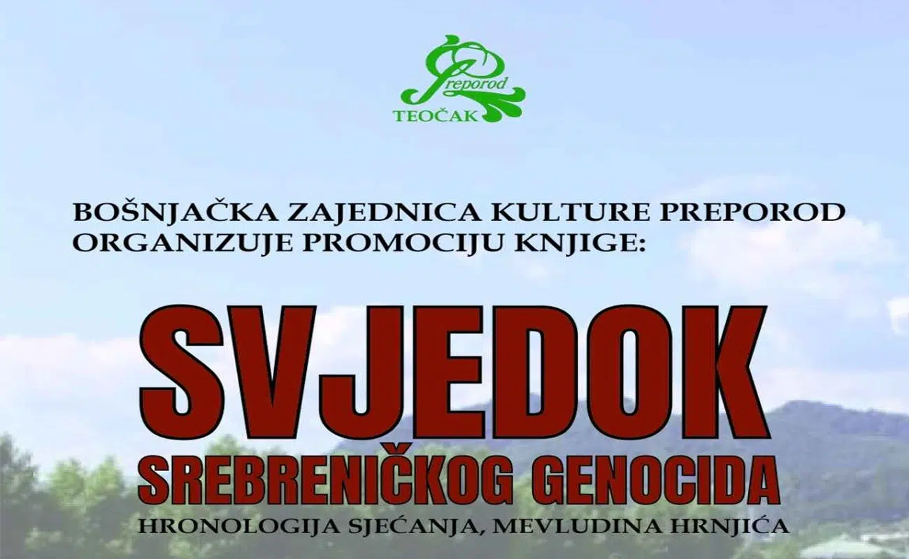 U subotu u Teočaku promocija knjige “Svjedok srebreničkog genocida”