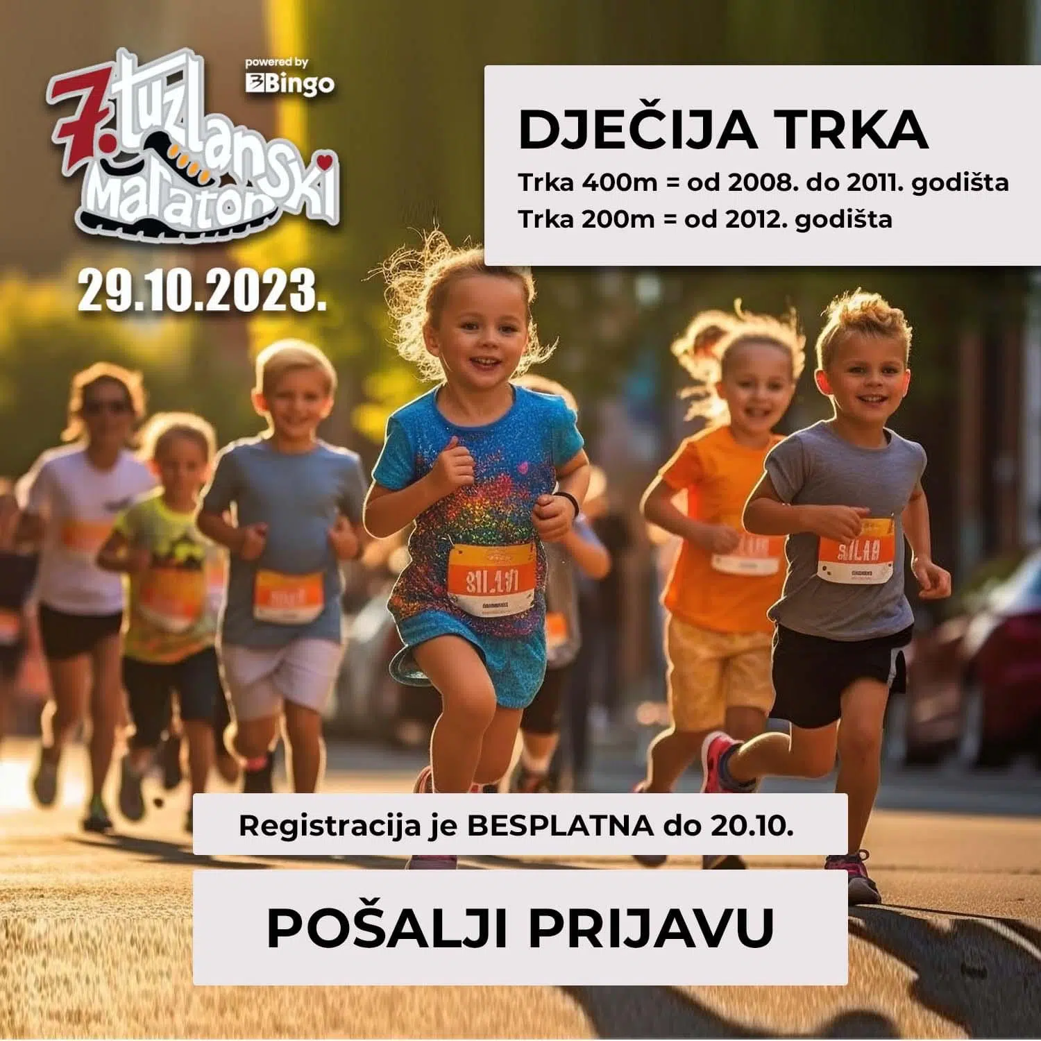 Dječije trke na Tuzlanskom maratonu, prijave u toku