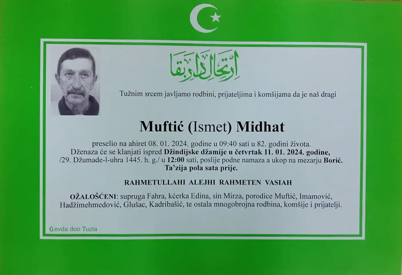 Preminuo je Muftić Midhat