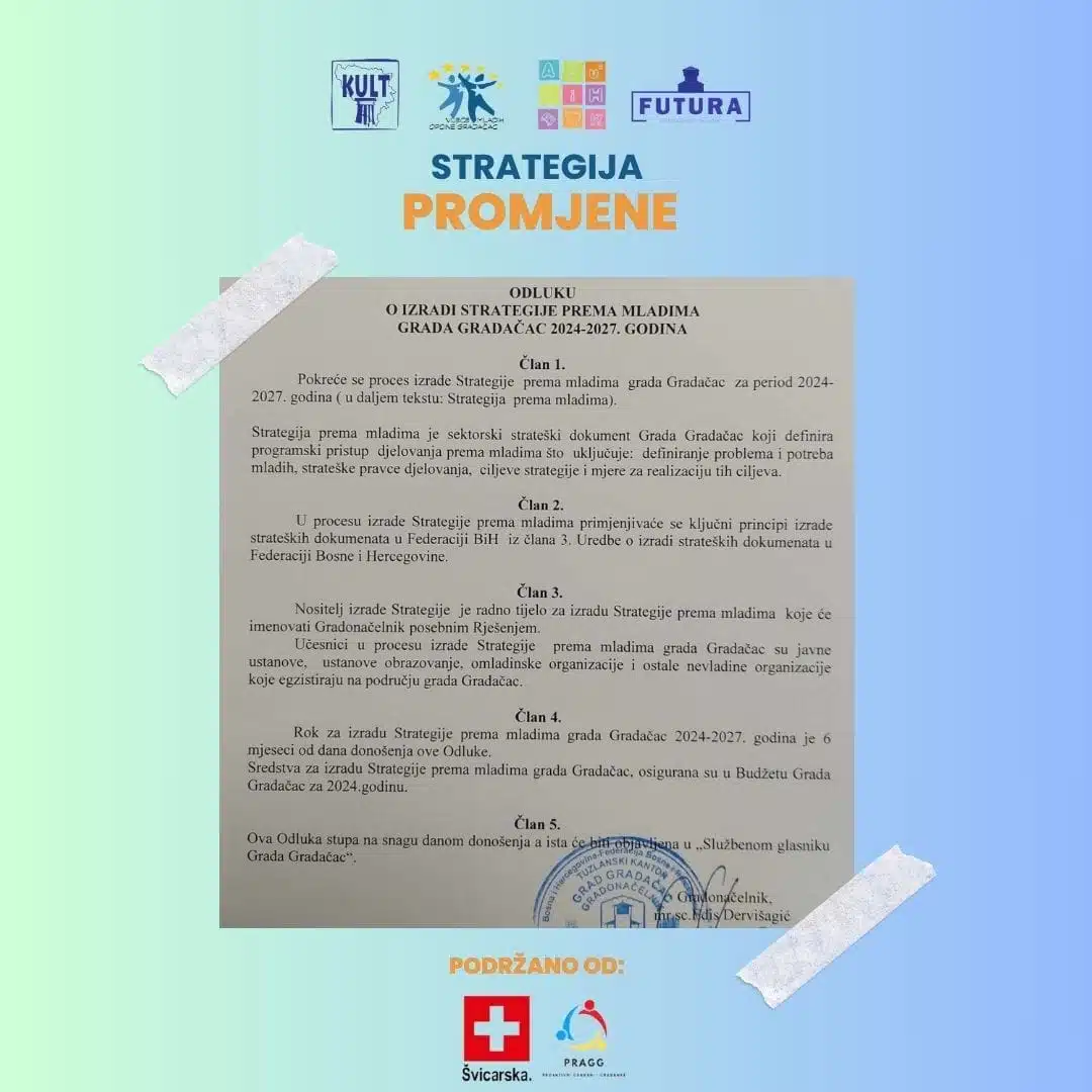 Uskoro izrada Strategije prema mladima Grada Gradačac od 2024. do 2027. godine