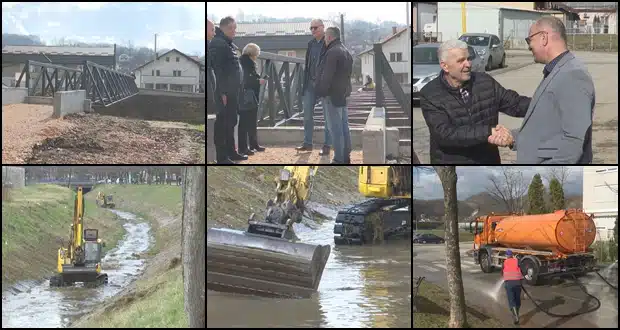 (Video) Gradonačelnik Lugavić obišao radove na postavljanju mosta i čišćenju korita Jale u Slavinovićima