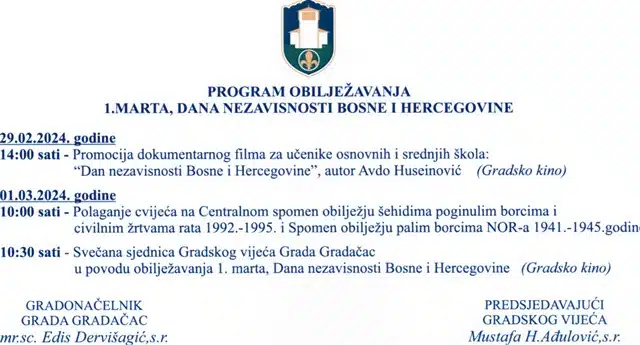Program obilježavanja 1. marta – Dana nezavisnosti Bosne i Hercegovine
