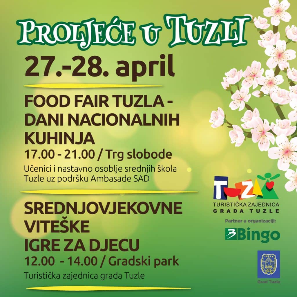 najava događaja u okviru "proljeća u tuzli" za vikend 27-28. aprila 2024.