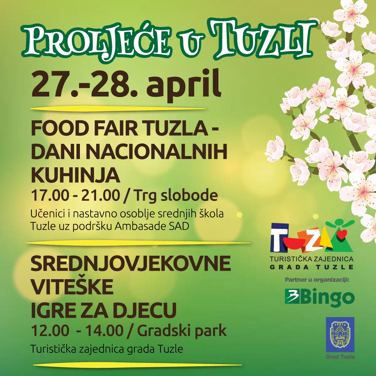 Najava događaja u okviru “Proljeća u Tuzli” za vikend 27-28. aprila 2024.
