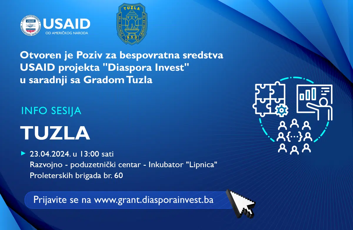 Poziv na info sesiju „Dijaspora invest“ koju organizuje USAID u suradnji sa Gradom Tuzla