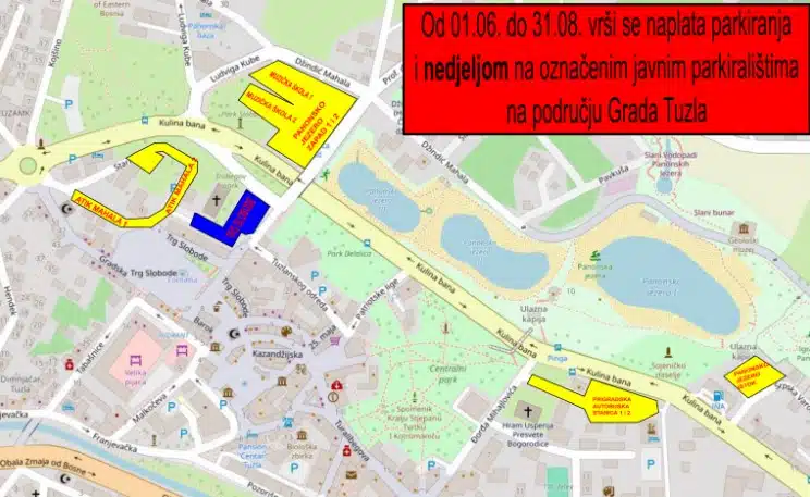 Počela je naplata parkiranja nedjeljom na parkiralištima oko Panonskih jezera u Tuzli