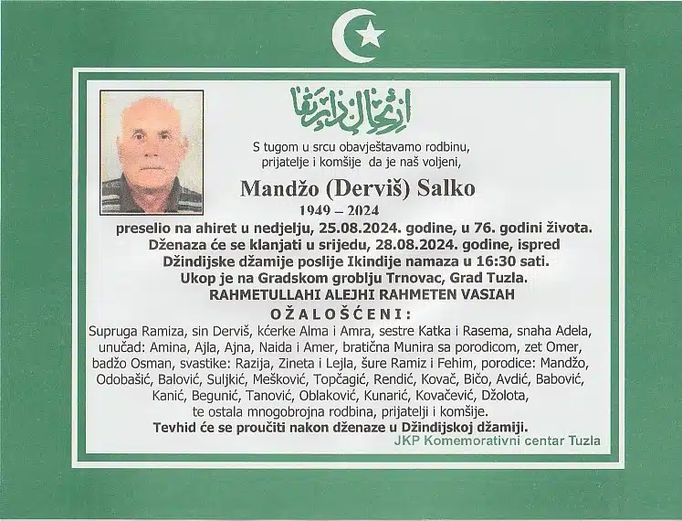 Preminuo je Mandžo Salko preminuo je mandžo salko