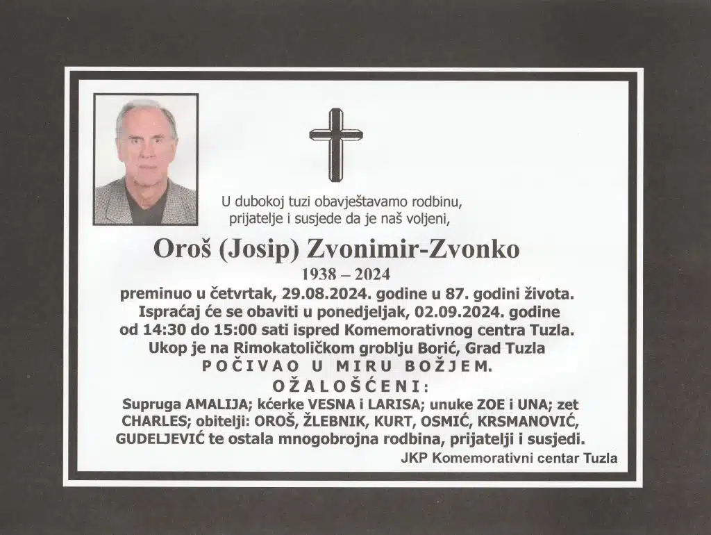 Preminuo je Oroš Zvonimir-Zvonko preminuo je oroš zvonimir-zvonko