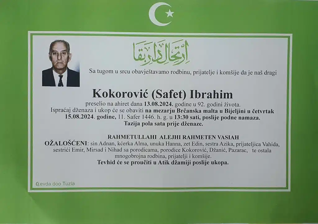 Preminuo je Kokorović Ibrahim preminuo je kokorović ibrahim