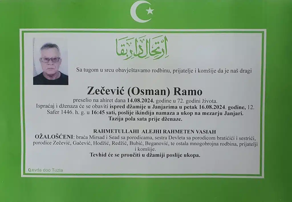 Preminuo je Zečević Ramo preminuo je zečević ramo