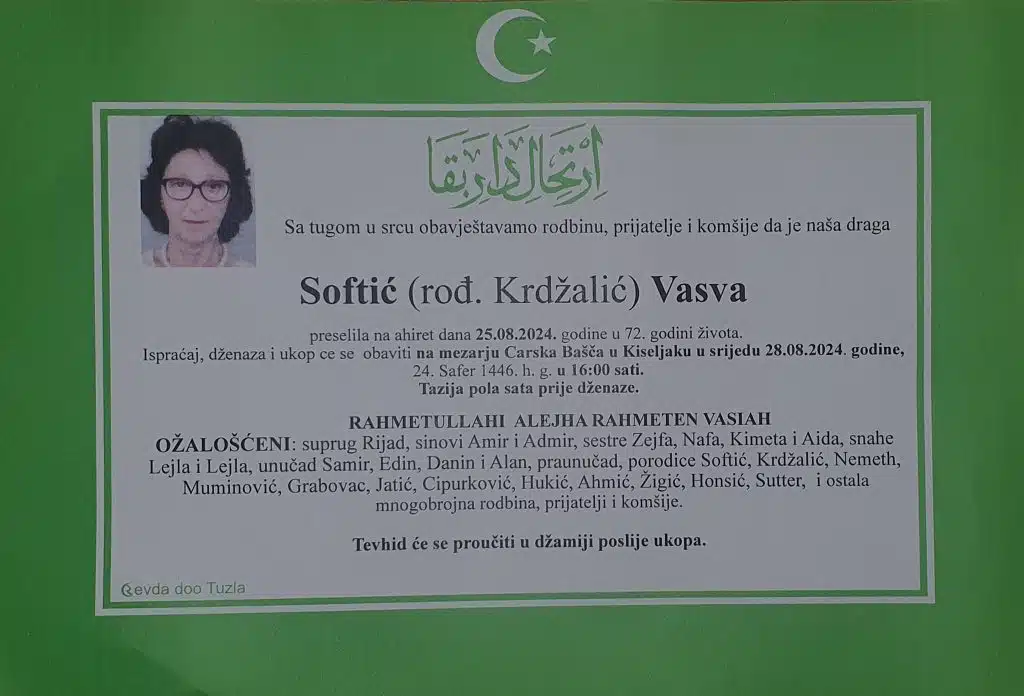 Preminula je Softić Vasva preminula je softić vasva