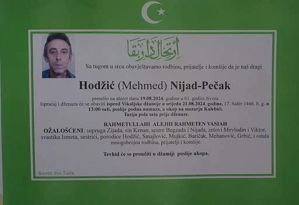 preminuo je hodžić nijad pečak