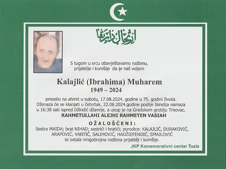 preminuo je kalajlić muharem