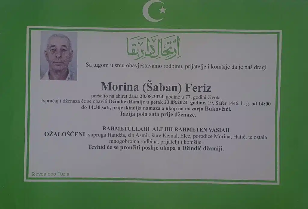 preminuo je morina feriz