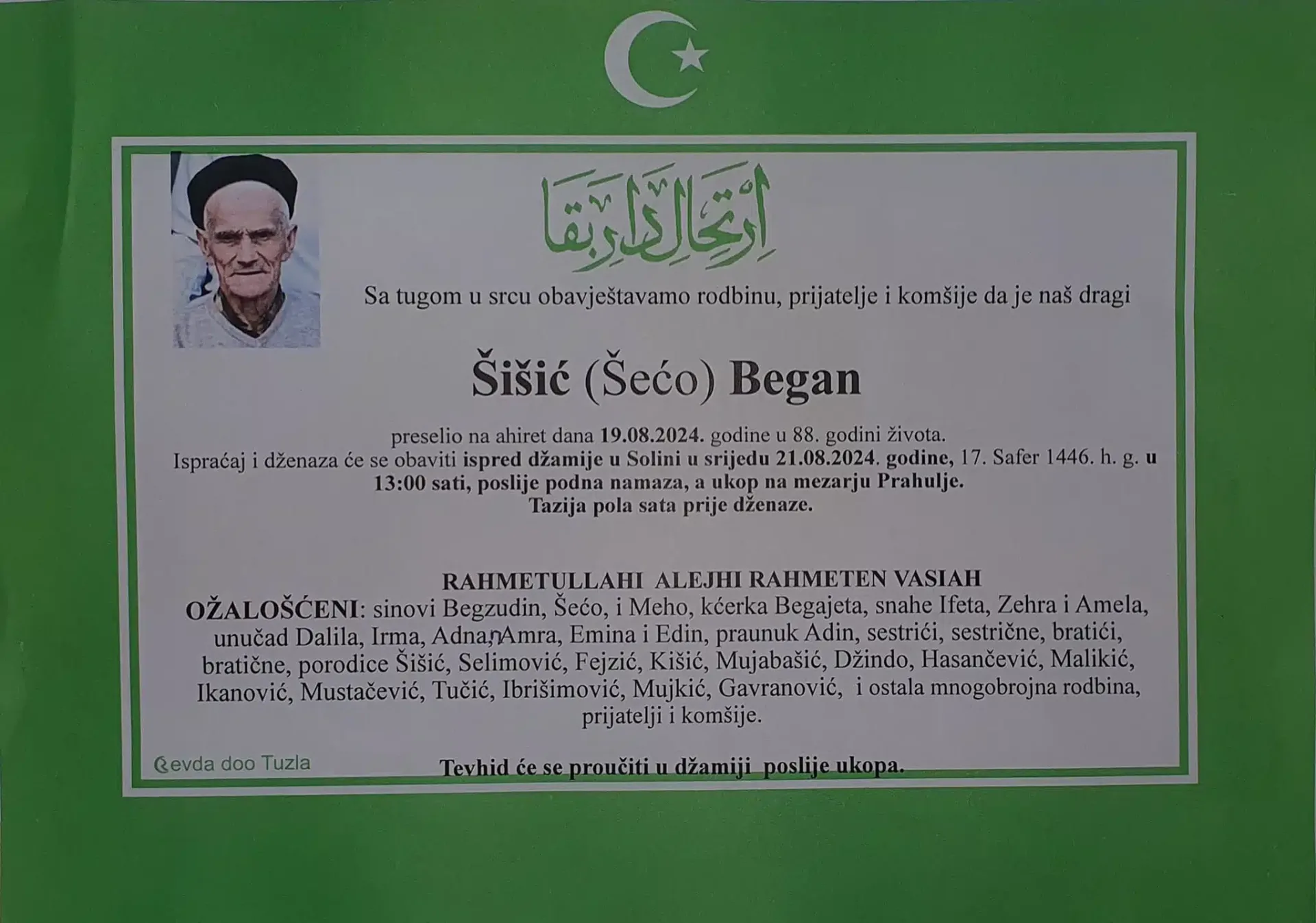 Preminuo je Šišić Began