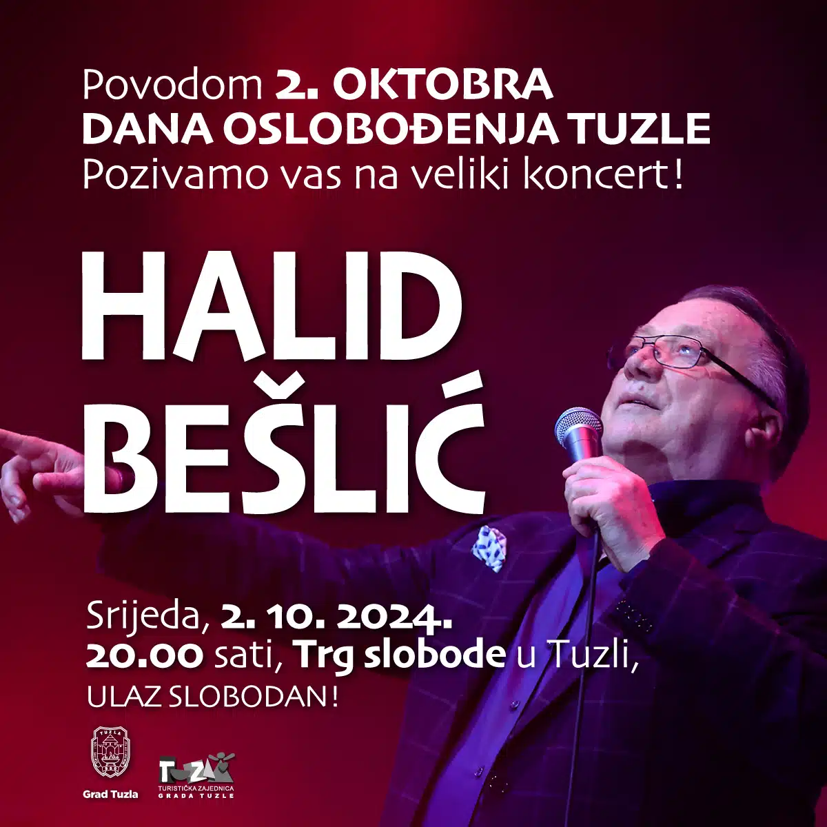Koncert Halida Bešlića u Tuzli na Trgu sobode – 2. oktobra 2024.